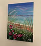 Poppy Seascape, Whitley Bay. Acrylic Painting on A5 wood panel. - Image 4