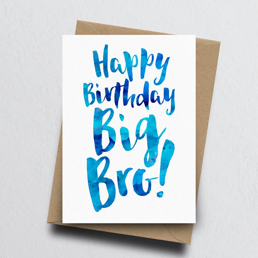 Happy Birthday Big Bro Greeting Card - Brother Birthday Card, Big Brother Card
