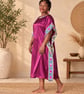 Handmade Plum Silk Kaftan with Ankara Trim – UK Size 14