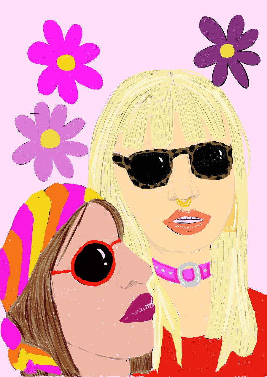 Punk pop colourful girl a6 pistcard