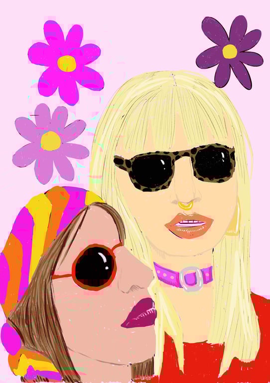 Punk pop colourful girl a6 pistcard