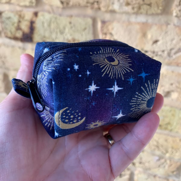 Constellation Print Quilted Fabric Mini Box Bag