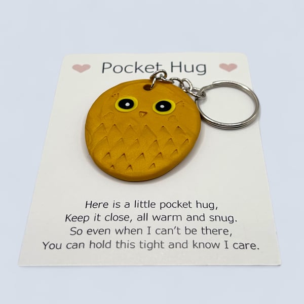 Golden Owl Pocket Hug Keychain or Bag Charm