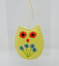 Hand embroidered felt owl hanging decoration - Image 7