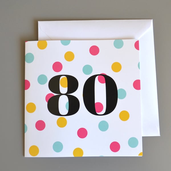 80th Birthday Card for Her - 80 - Eighty - Eightieth Birthday Card