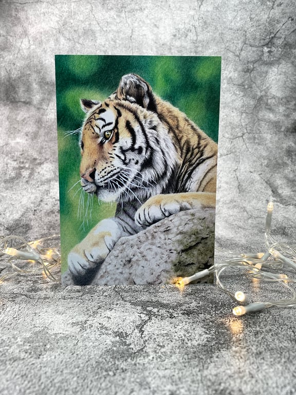Tiger Blank Greetings Card Printed from Original Art