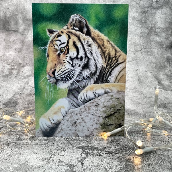 Tiger Blank Greetings Card Printed from Original Art
