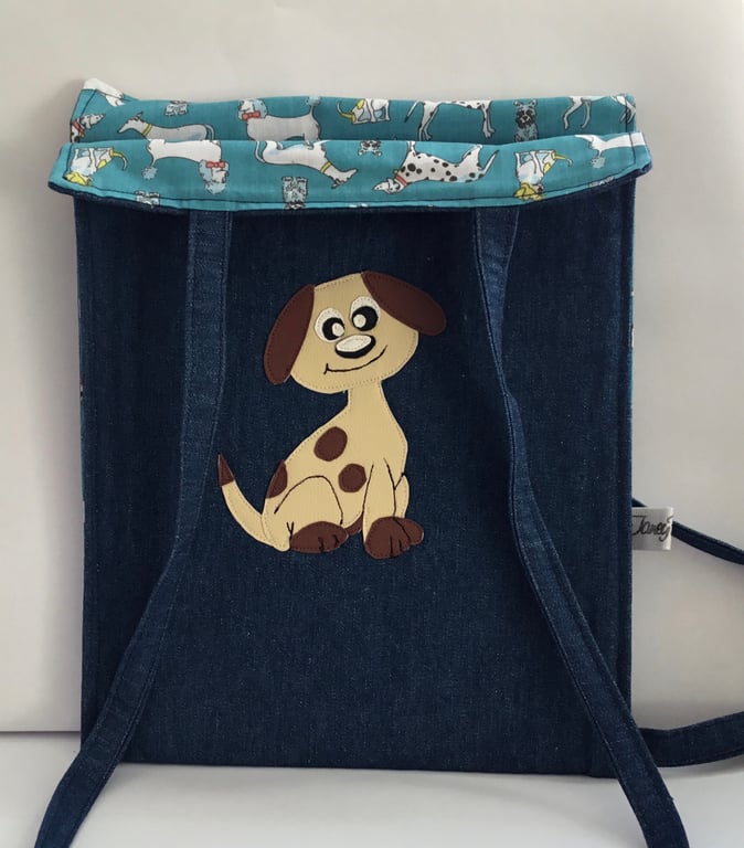 Denim post style tote bag.