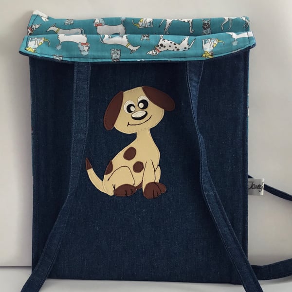 Denim post style tote bag.