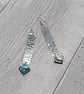 Aluminium Flat Rectangle Dangle Earrings with Diamond Abalone Shell Beads - Image 1