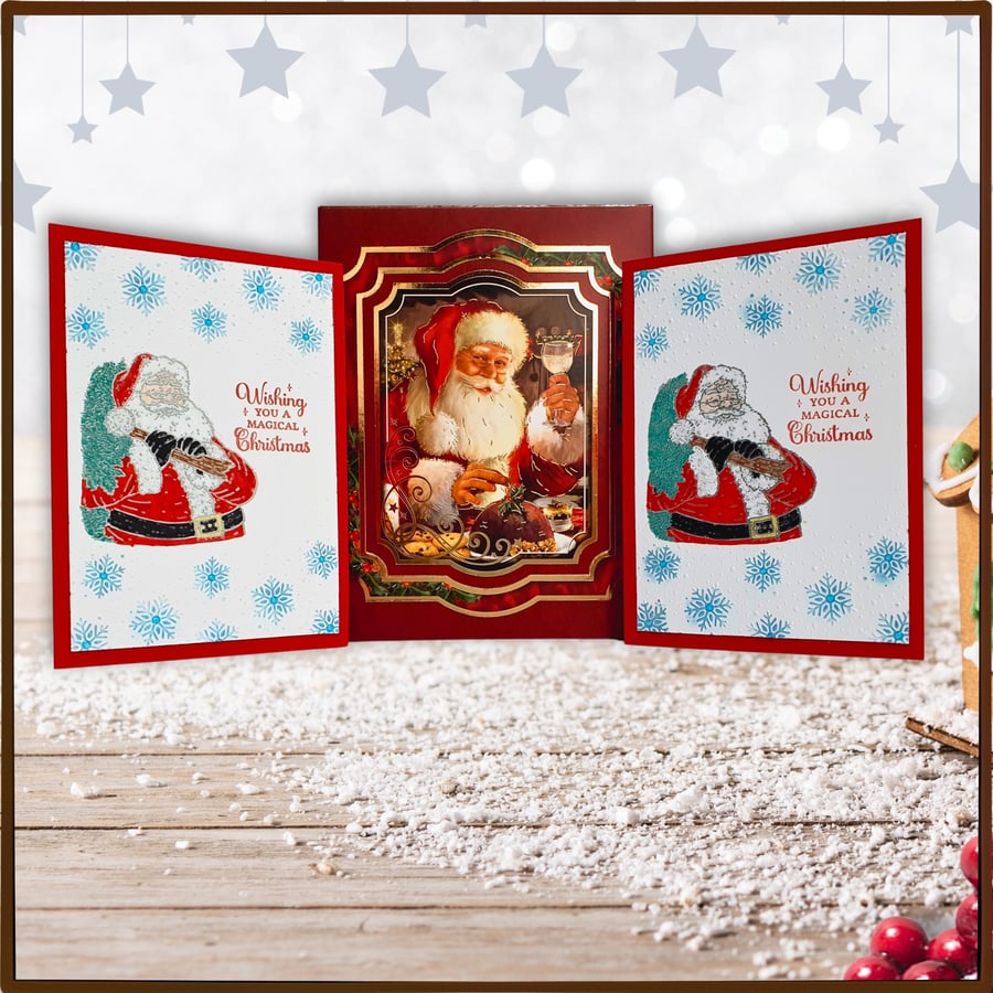 Christmas Cards and Box, with Father Christmas, Santa Claus, Set of 5 Cards