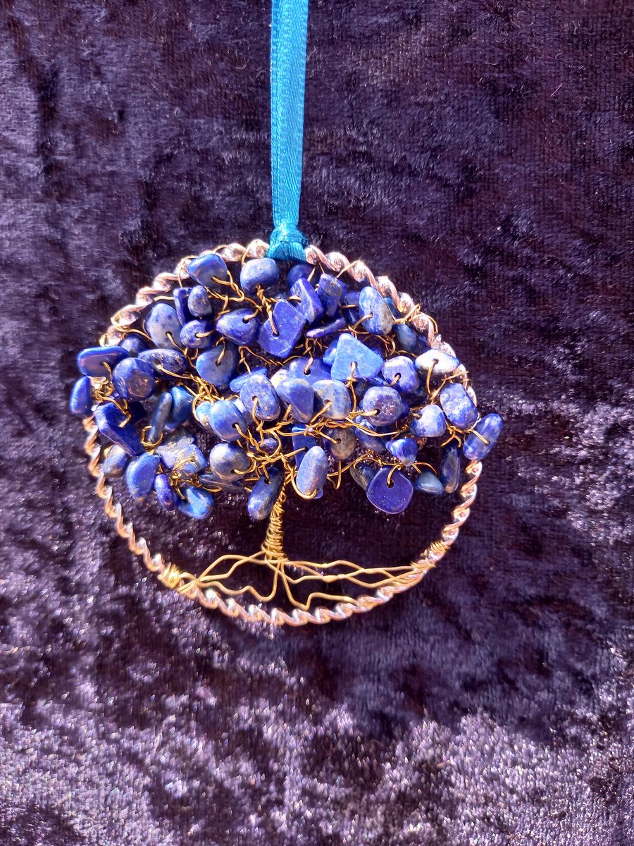 Lapis lazuli crystal tree of life bangle hanger