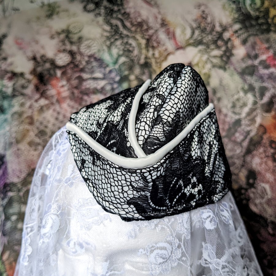 Black Floral Lace Cosplay Gothic Steampunk Dieselpunk Fetish  Garrison Hat