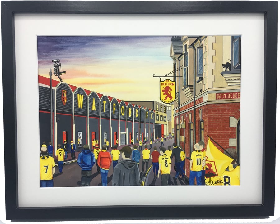 Watford F.C, Vicarage Road Stadium, High Quality Framed Football Art Print.