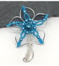 Silver Flower Brooch, Blue and Silver, Gift For Her - Image 2