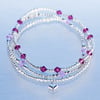 Sterling silver stacking bracelets with purple swarovski beads