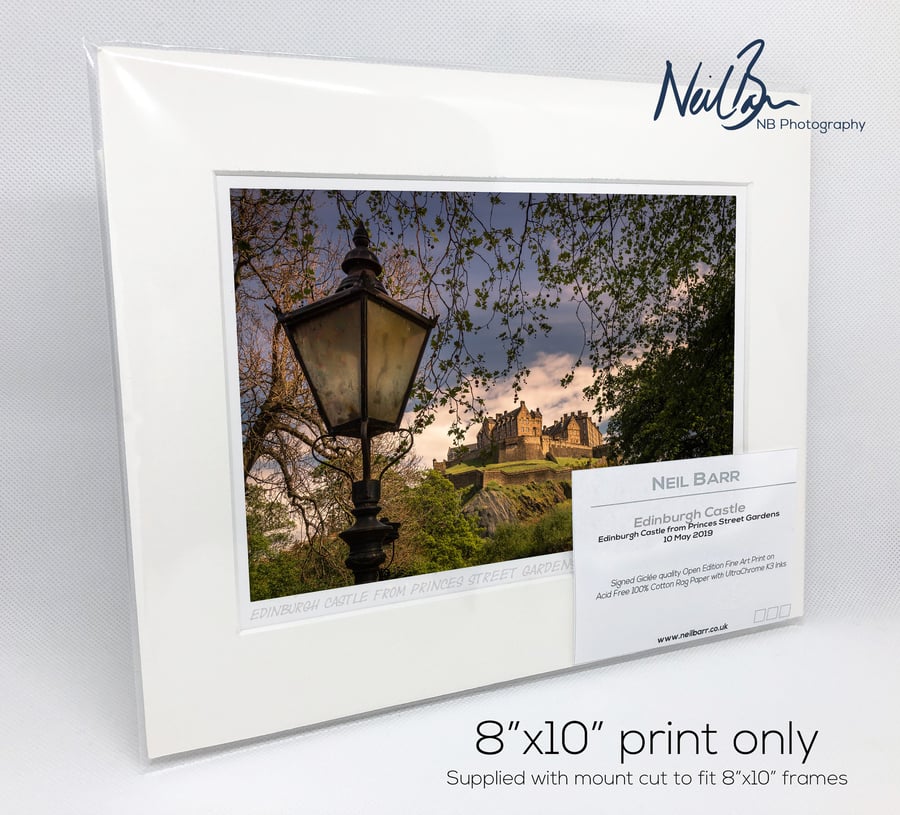 Edinburgh Castle from Princes Street Gardens - A5 (10" x 8") Unframed Print