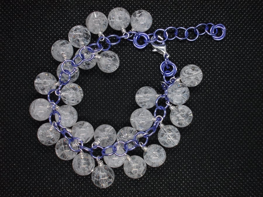 Crackled quartz charm bracelet