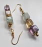 Genuine Rainbow Flourite Gold Plated Dangle Earrings  - Image 7