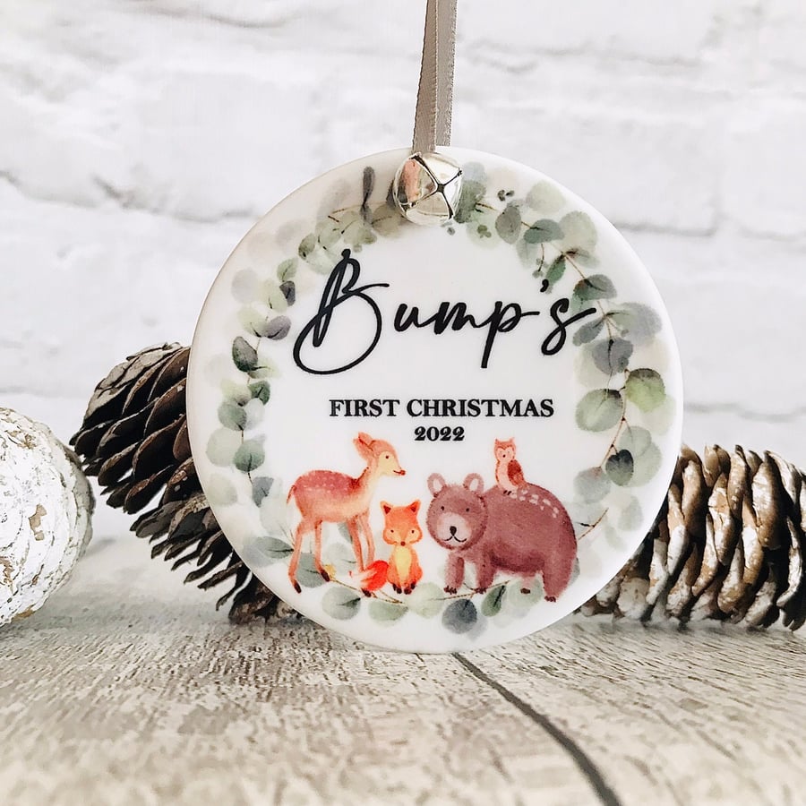 Bump christmas bauble, Ceramic hanging bauble, first christmas bauble, Xmas 2023