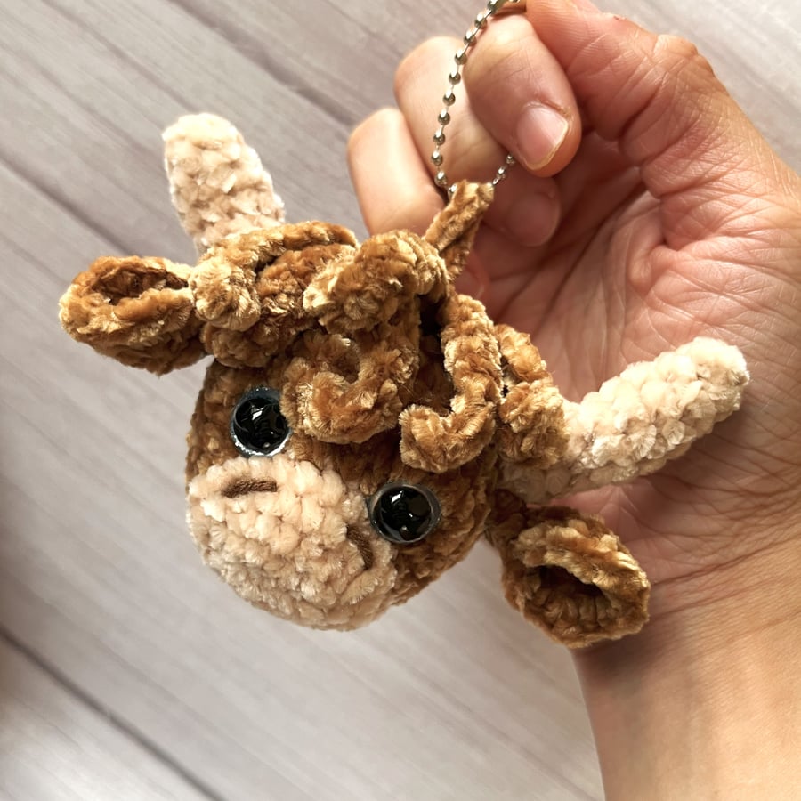 Highland Cow Plush Keyring, Bag charm, Handmade Gift