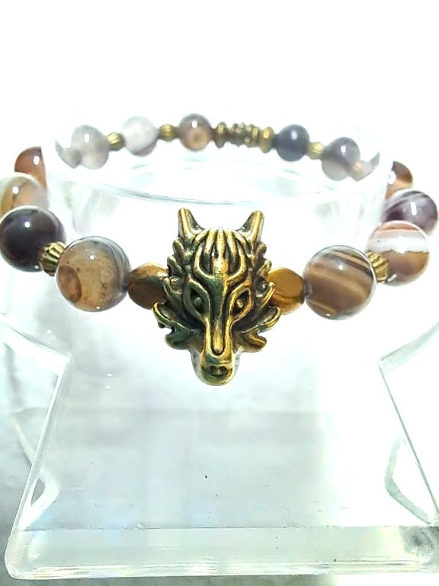 Beaded Stretch Wolf Bracelet 