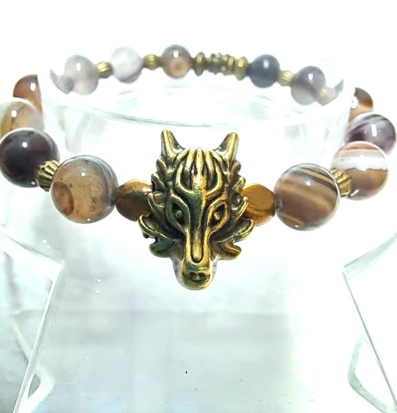 Beaded Stretch Wolf Bracelet 