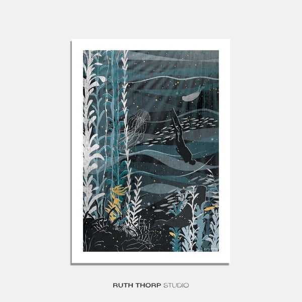 Into the Deep Illustrated Art Print 