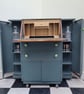 Upcycled vintage solid wood bureau with two small drinks cabinets 