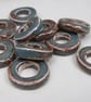 10 Medium Sedge Green Glazed Ceramic Donut Beads - Image 2