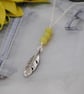 Jade & silver leaf long layering necklace - Image 1