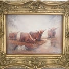 Highland Cattle. Framed Special Edition Canvas Print 
