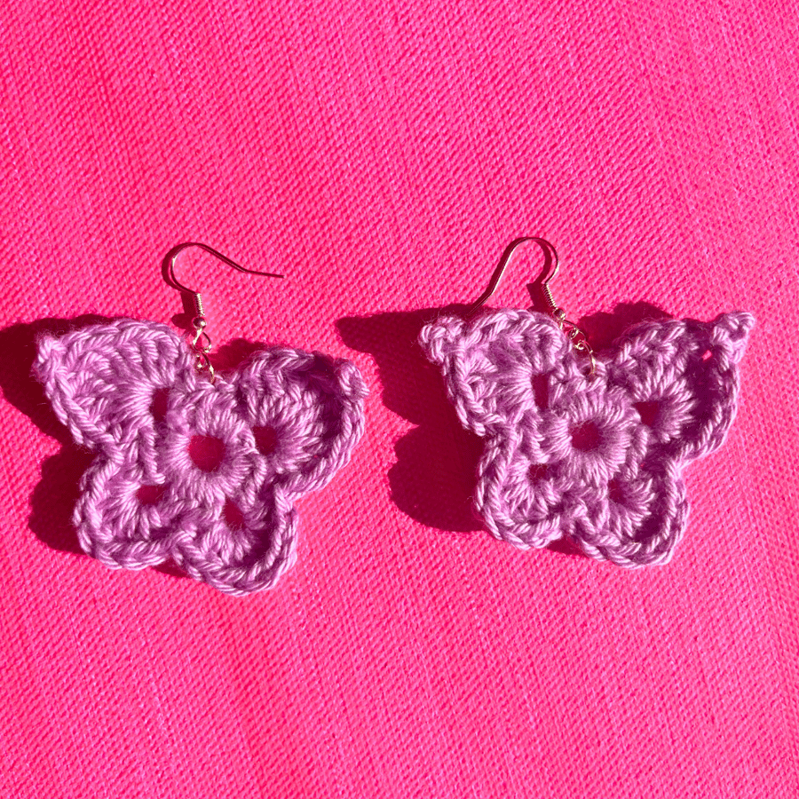 Handmade crochet butterfly earrings - Free postage