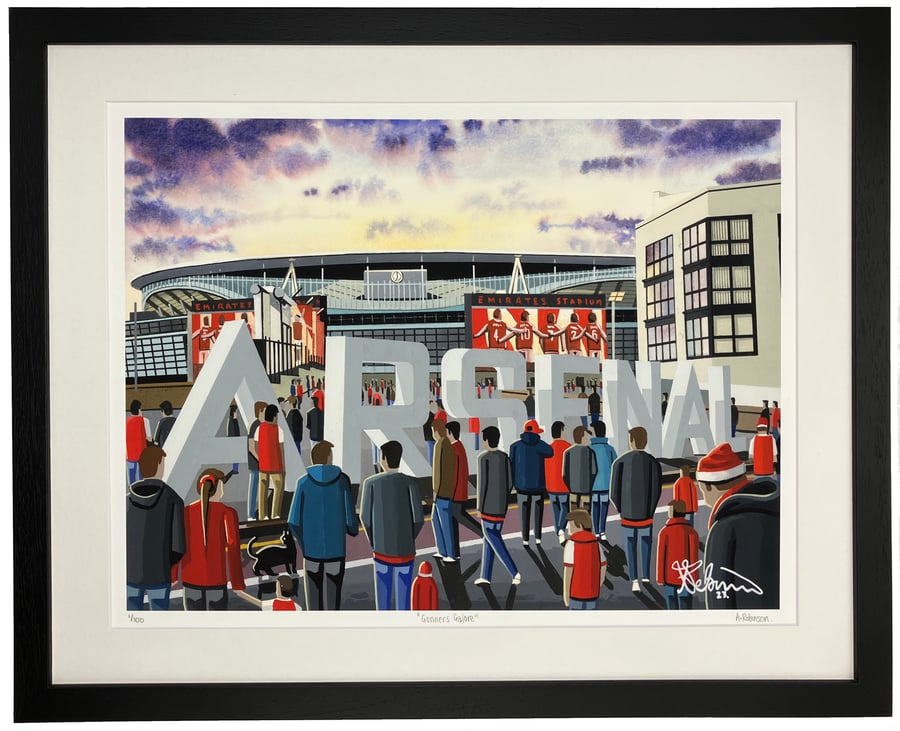 Arsenal F.C, Emirates Stadium Limited Edition Framed Art Print (20" x 16")