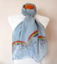 Unicorns and Rainbows Scarf - Colorful Festival Fashion. Grey. Lightweight