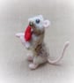 Small Valentine Gift, Wool Mouse Figurine, Felted Animal Ornament, Soft Mouse - Image 1