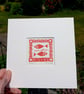 Pisces,Red Fish Mini Linocut, Original Lino Print by Giuliana Lazzerini