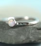 Silver Stacking Ring with White Synthetic Opal Hammered band in Sterling - Image 1