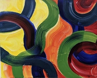 'Adventure' Original Abstract Acrylic Painting in Bright Rainbow Colours