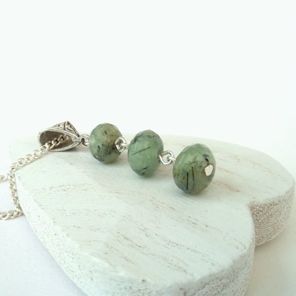Dainty green prehnite gemstone necklace