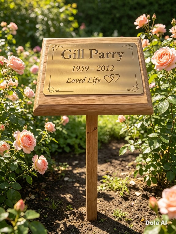 OAK Grave Plaque Cremation Marker Engraved Memorial Plaque Wooden Grave Marker