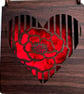 Wooden Keepsake Box – Heart & Floral Design – Red Velvet Lined