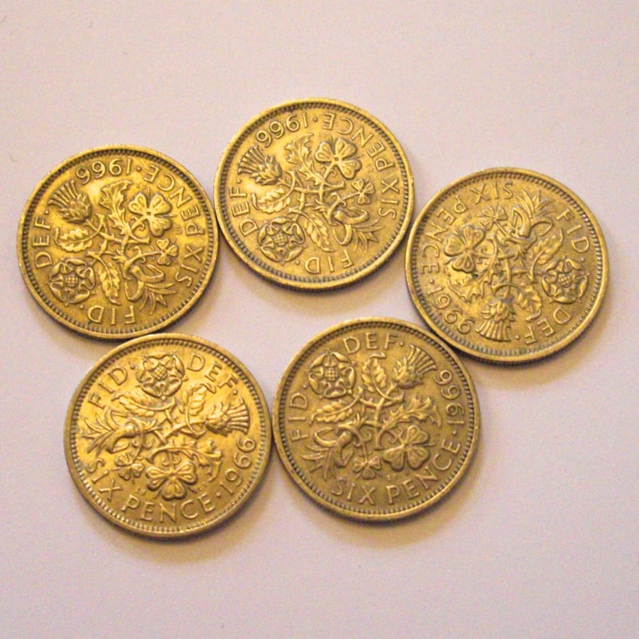 5 x Lucky Sixpences (random dates)