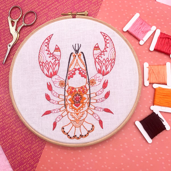 Lobster Embroidery Kit - Simple Embroidery Kit, Hand Embroidery Kit