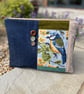 RESERVED for Louise - Repurposed Blue Tit tapestry large soft pouch