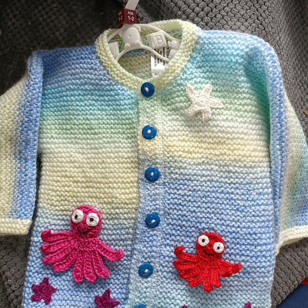 Hand Knitted childrens cardigan for age 1-2 years