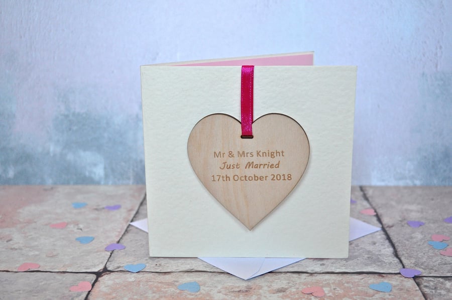 Personalised Wedding Heart Decoration Card