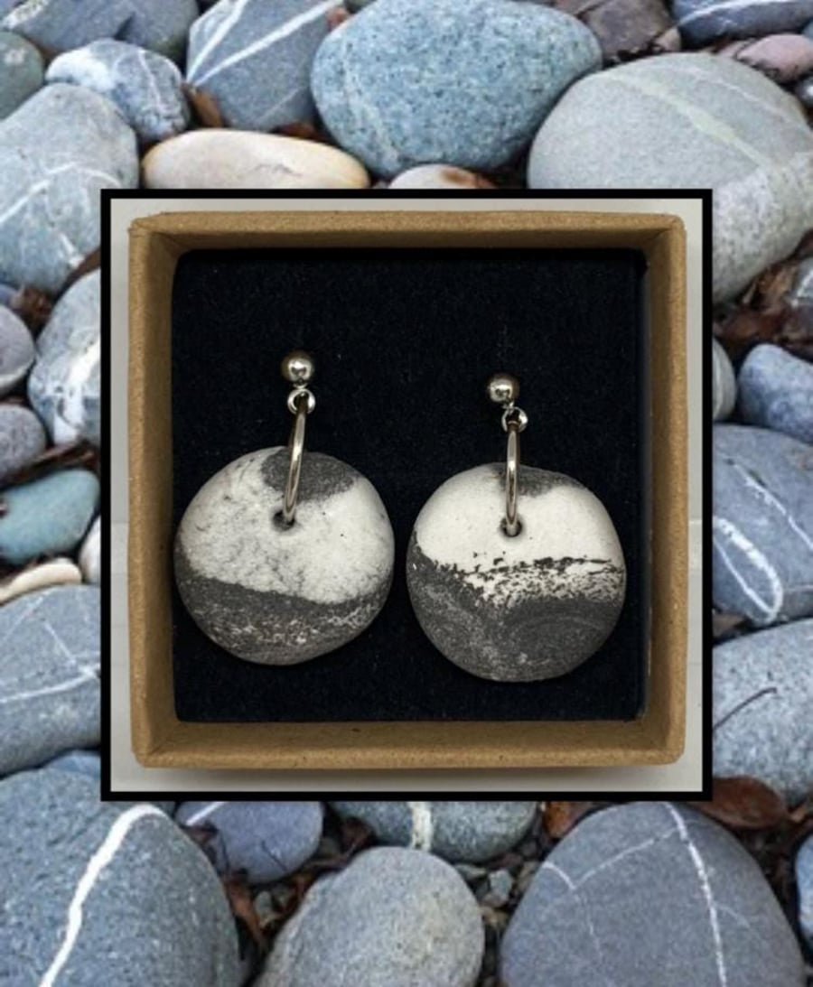 Beach stone lightweight clay earrings