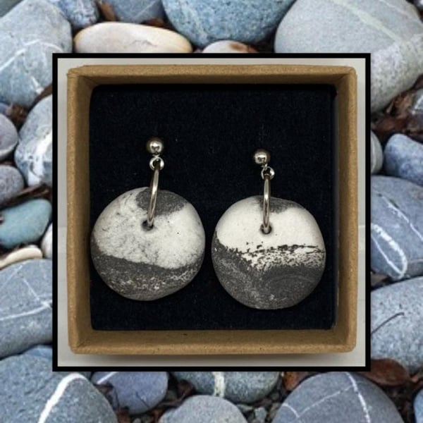 Beach stone lightweight clay earrings