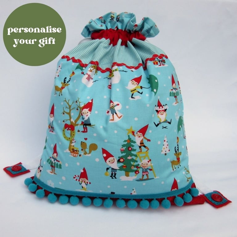 Santa Sack - Elves Christmas Present Sack - can be personalised